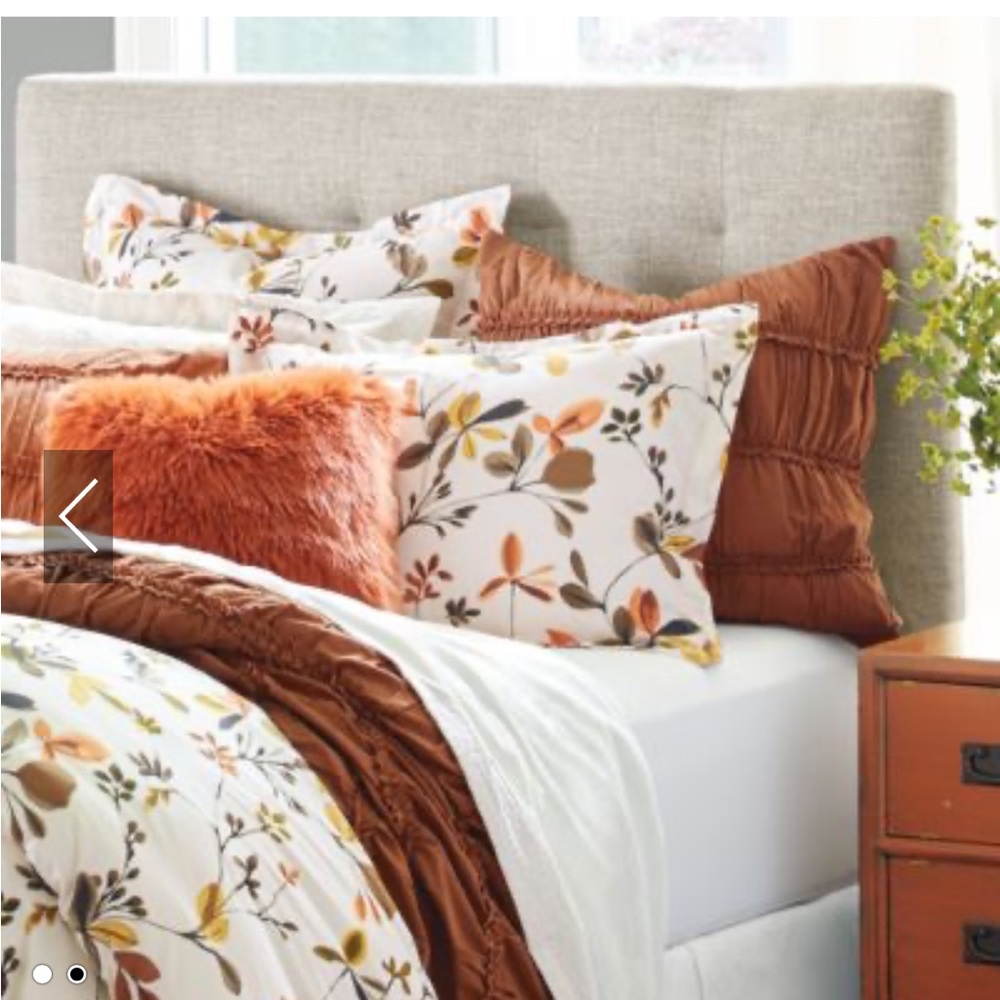 Grandin Road Ruched Cinnamon Full/Queen Duvet and 2 Rectangular King Shams